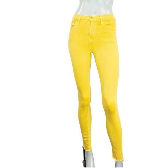FRAME Denim Le High Skinny Jeans in Citrine Yellow Women's Size 25 - Picture 1 of 10
